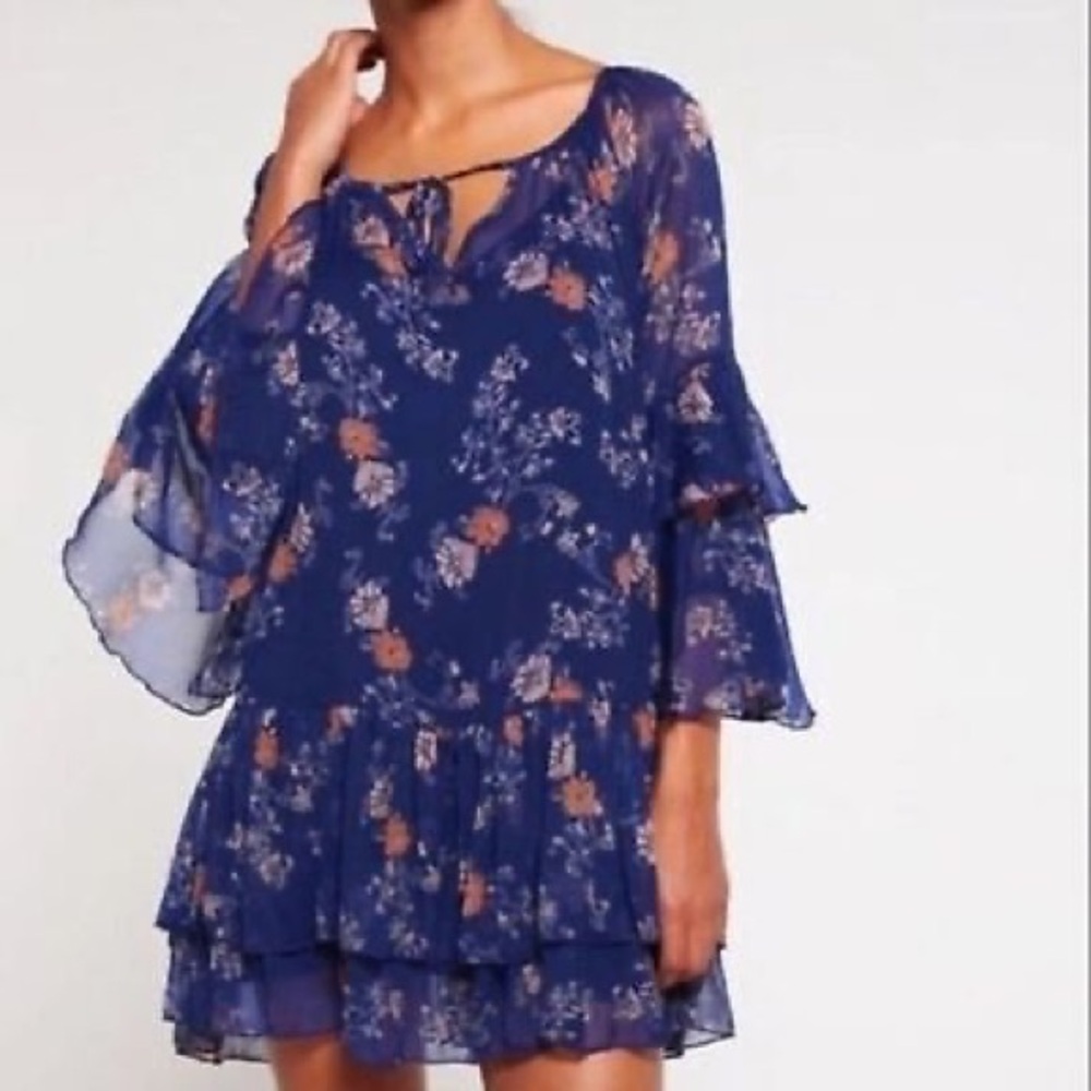 Free People Blue Floral Mini Dress